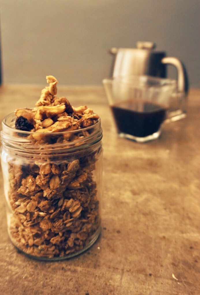 Chunky granola in a jar