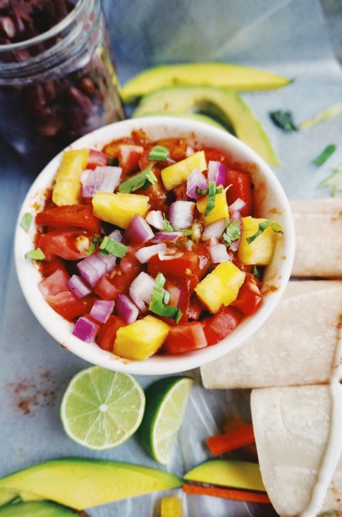 close up tomato salsa