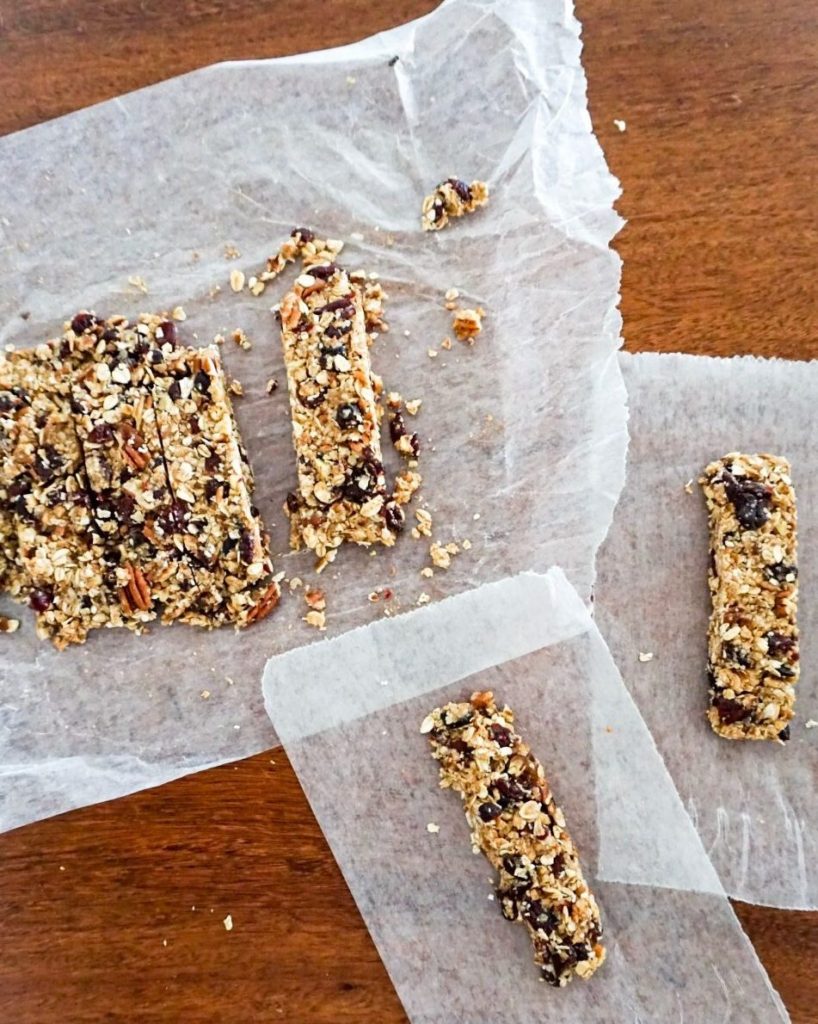 no bake pecan orange cranberry granola bars