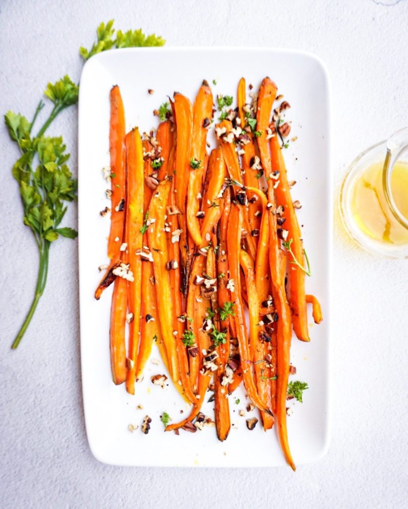 maple glazed carrots with pecan crumble the ultimate wholesome Thanksgiving side dish
