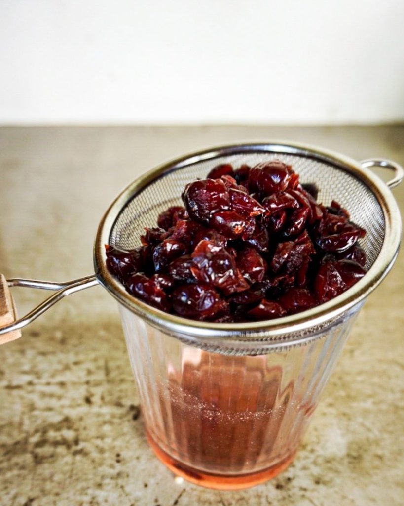 cranberries draining