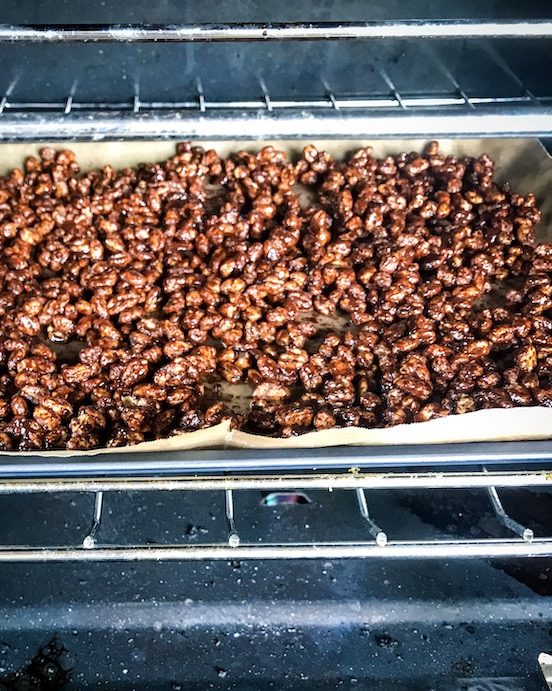 baking tray in the oven