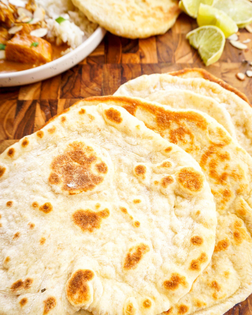 close up stack of naan