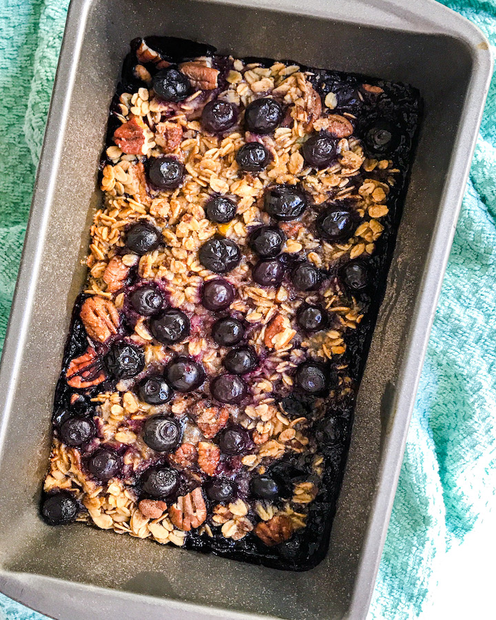 blueberry breakfast bake in loaf pan