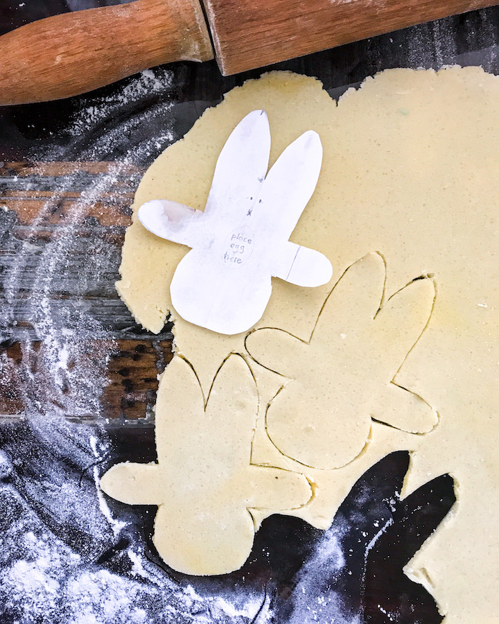 bunnies cut out of dough