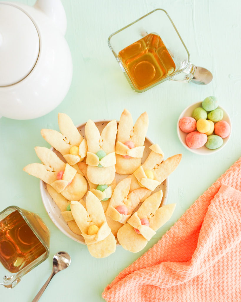 bunny cookies and tea