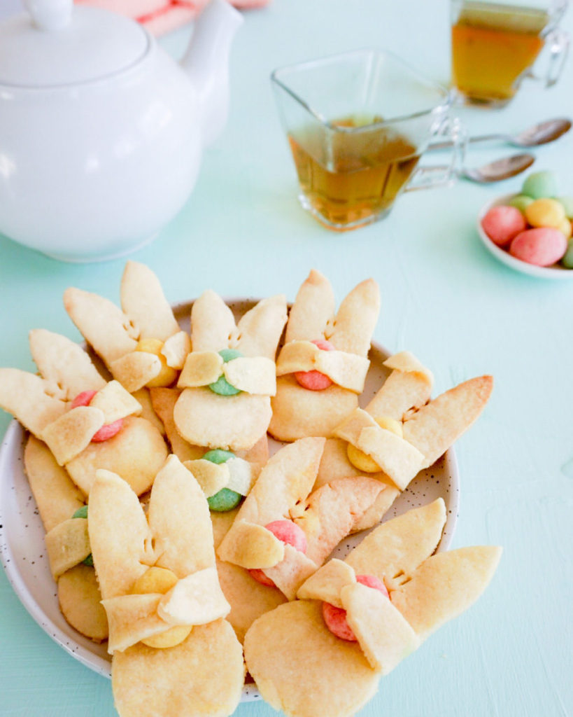 bunny cookies and tea