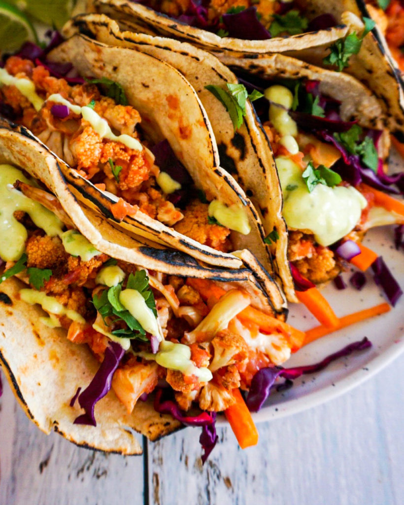  close up of these cauliflower tacos