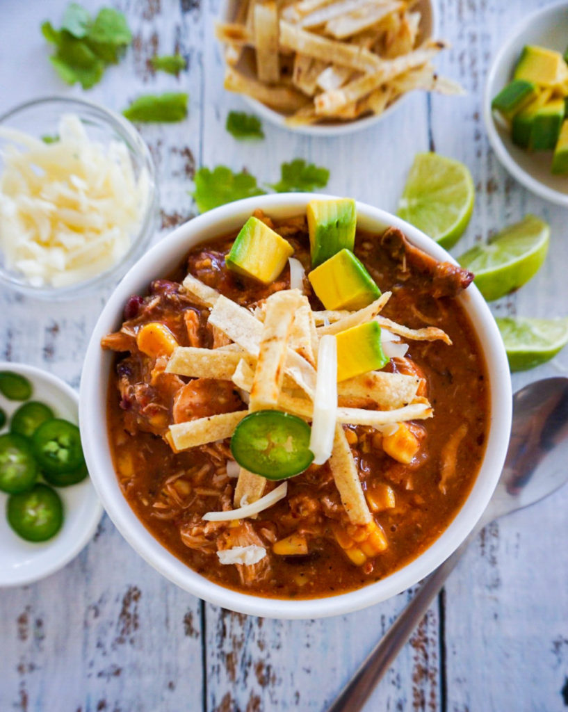 tortilla soup with toppings