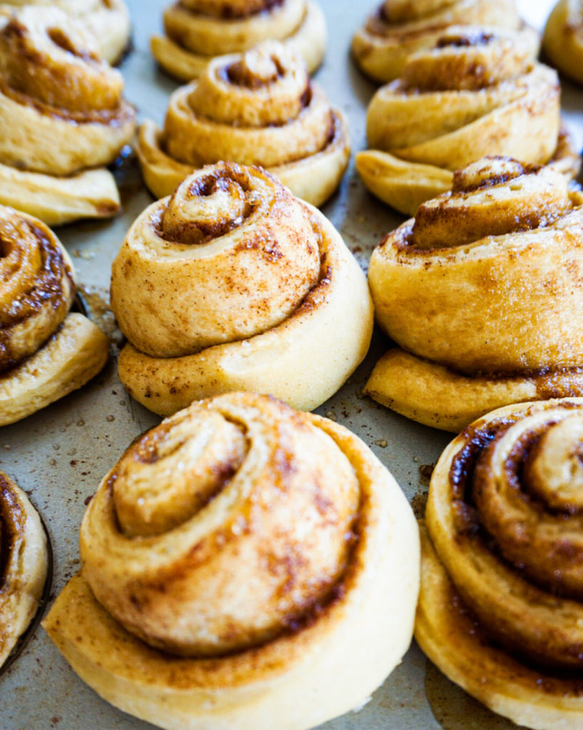 mini cinnamon rolls close up