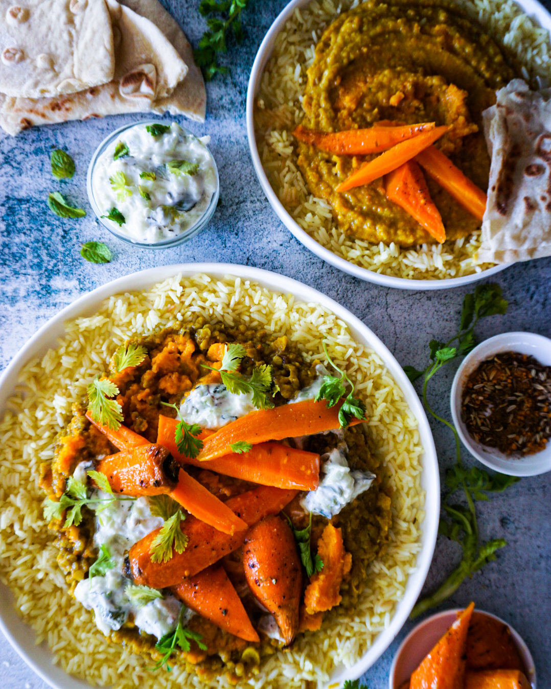 roasted carrot dal two ways with fixings