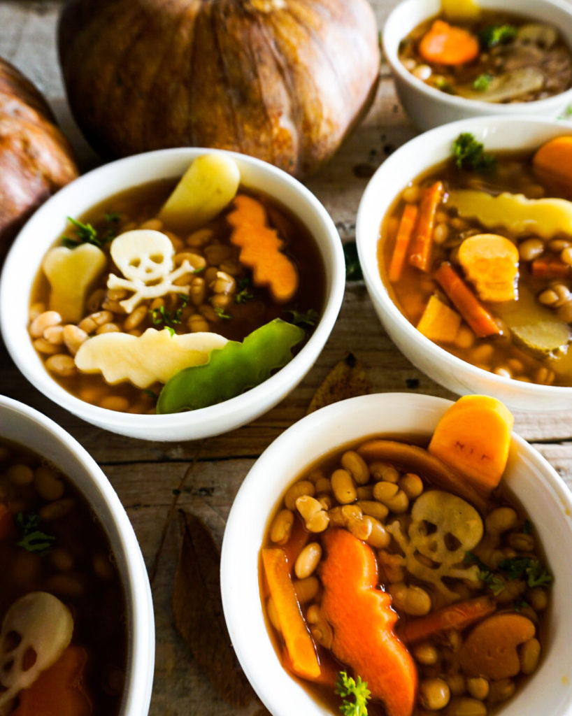 halloween soup with veggies and beans