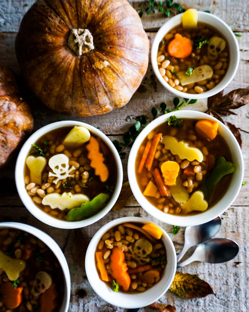 bowls of Halloween soup