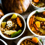 halloween soup with veggies and beans