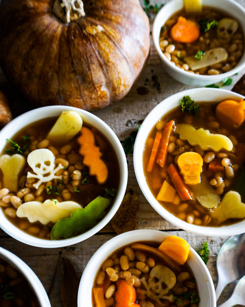 halloween soup with veggies and beans