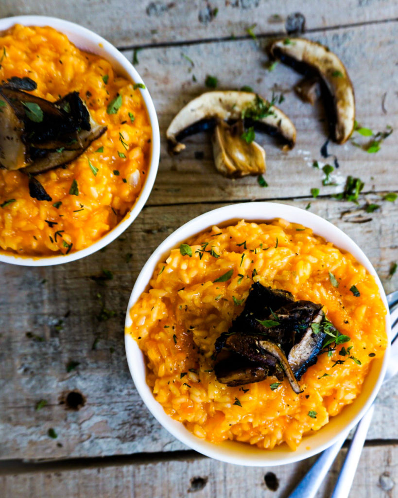 2 bowls of pumpkin risotto