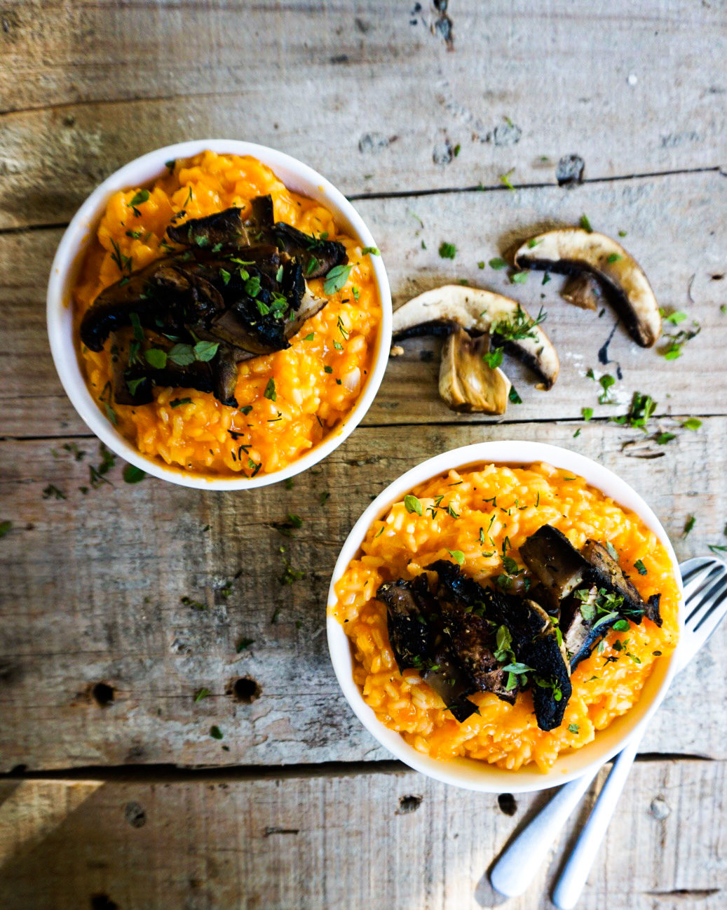 2 bowls of pumpkin risotto