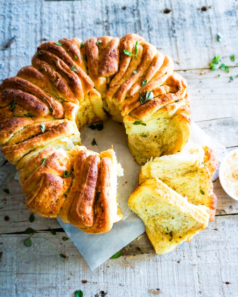 Bread wreath pulled apart