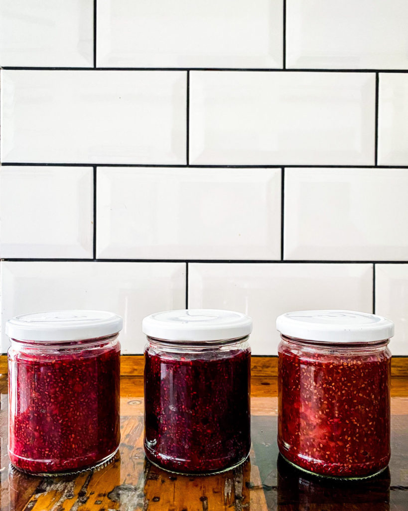 3 jars of berry chia jam