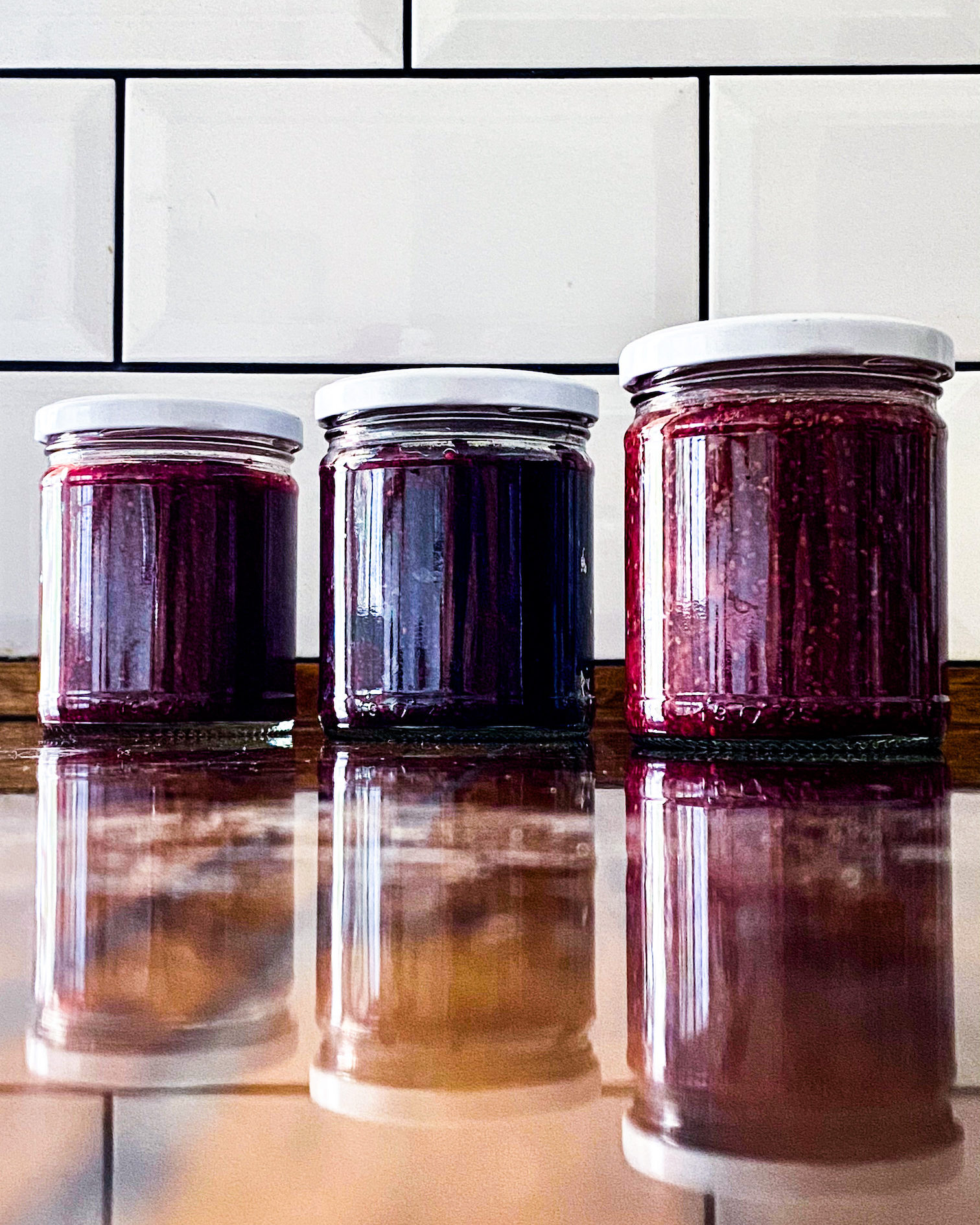 3 jars of berry chia jam