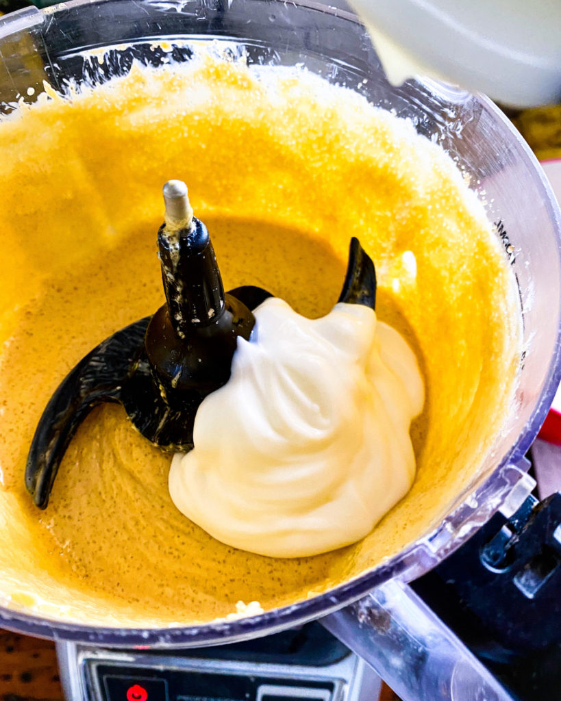 adding yogurt to the batter