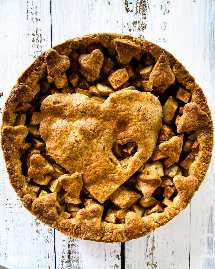 apple pie with cut out hearts