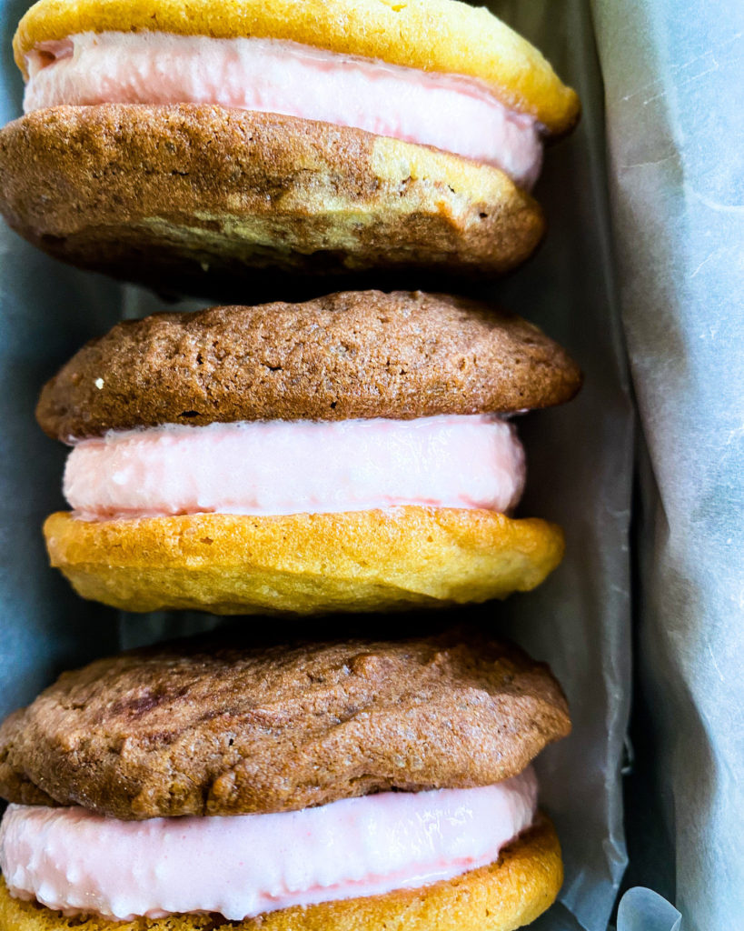 close up ice cream sandwiches