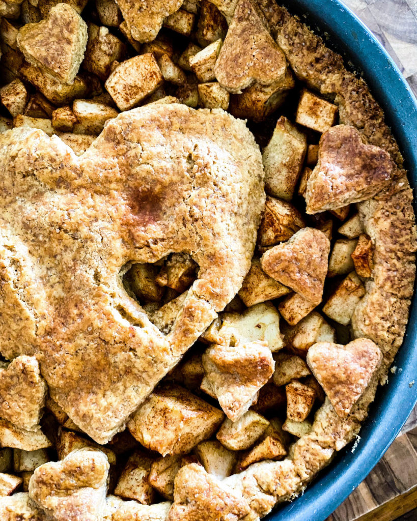 close up of baked apple pie