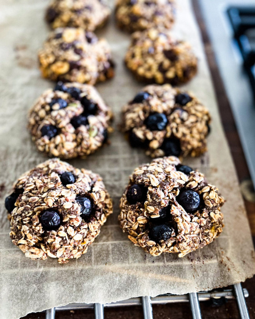 blueberry breakfast cookies cooling off