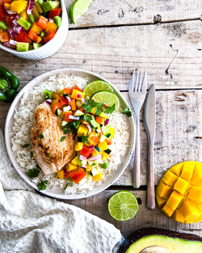 citrus cilantro fish filets with mango salsa