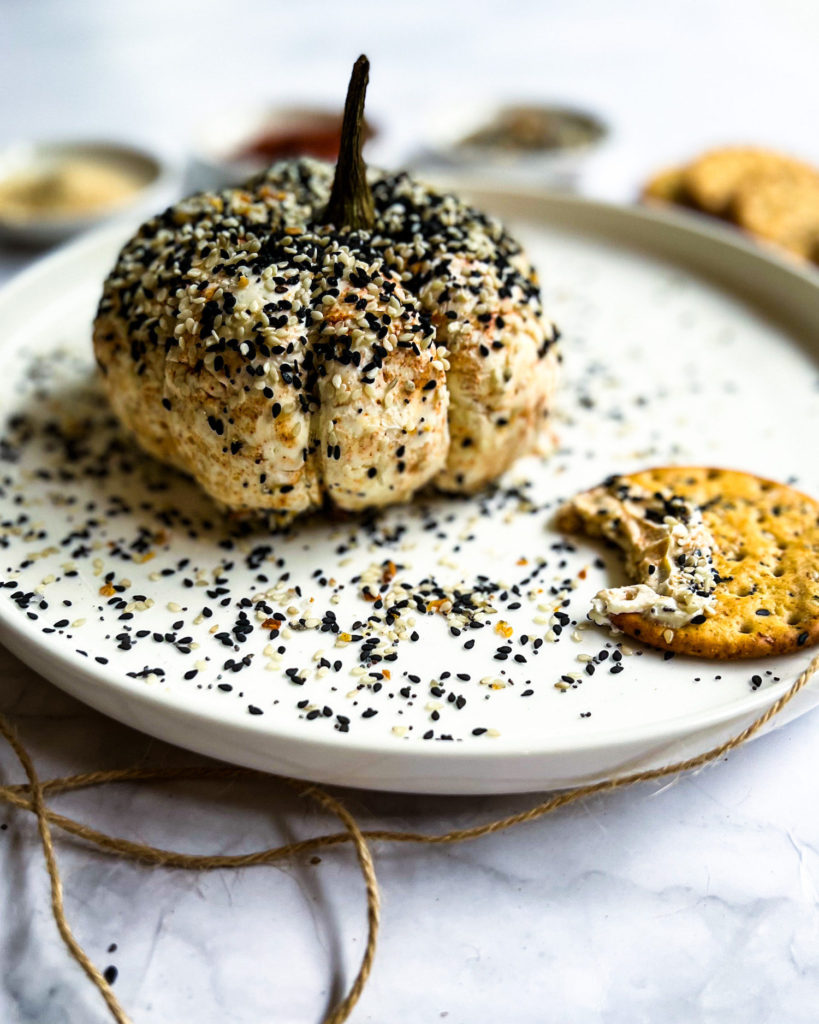 everything bagel cream cheese pumpkin close up