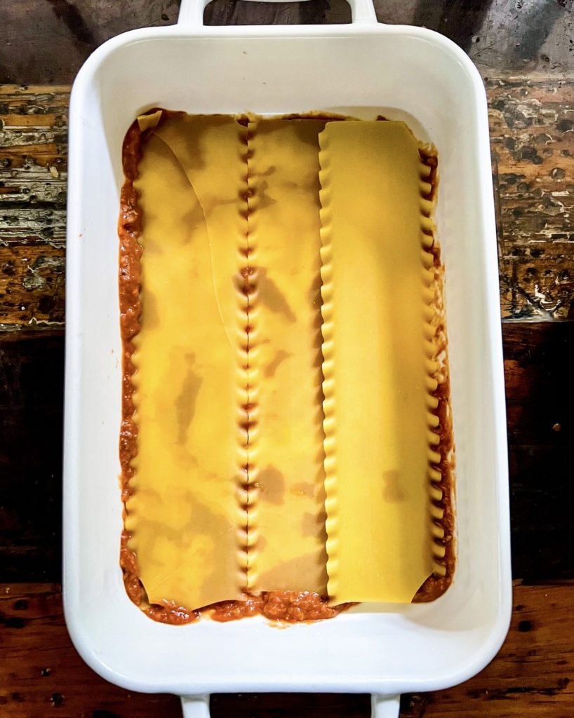 lasagna dish with 2 layers