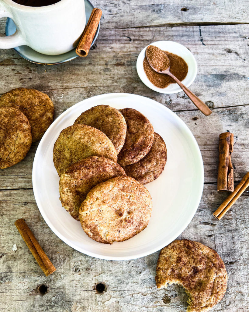 plate full of healthier snickerdoodle cookies