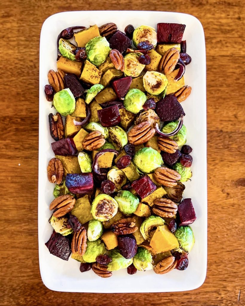 vegetables with cranberries and pecans