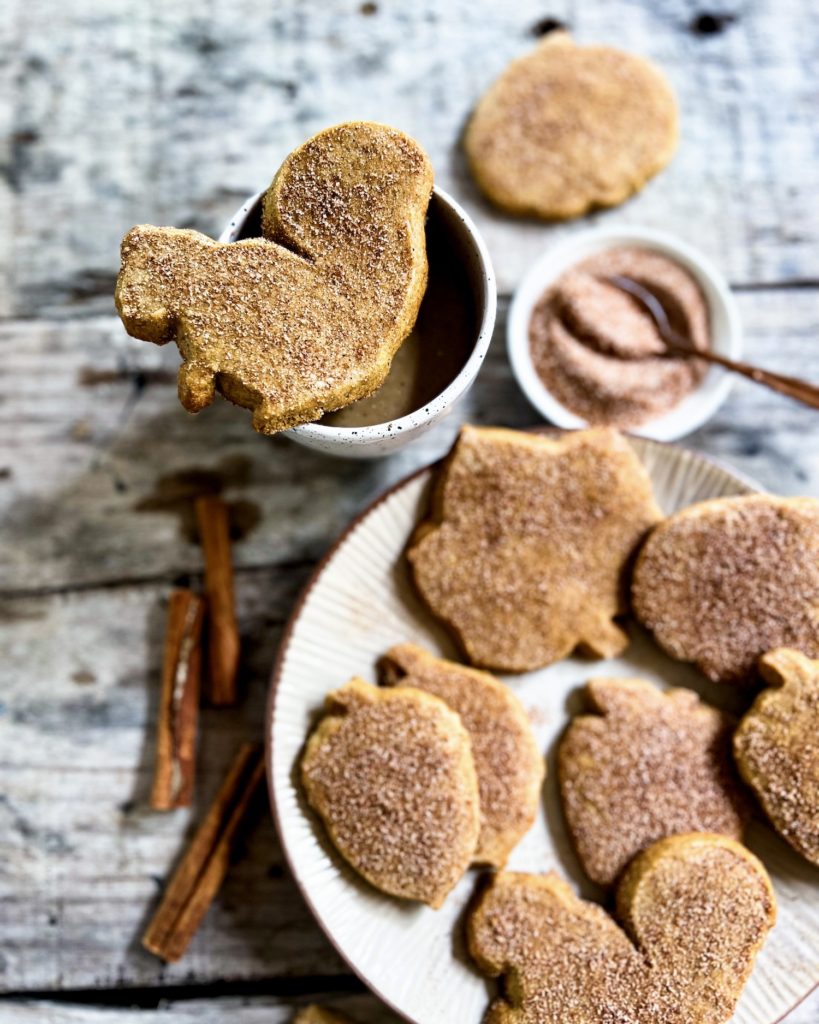 fall inspired chai sugar cookies on a plate